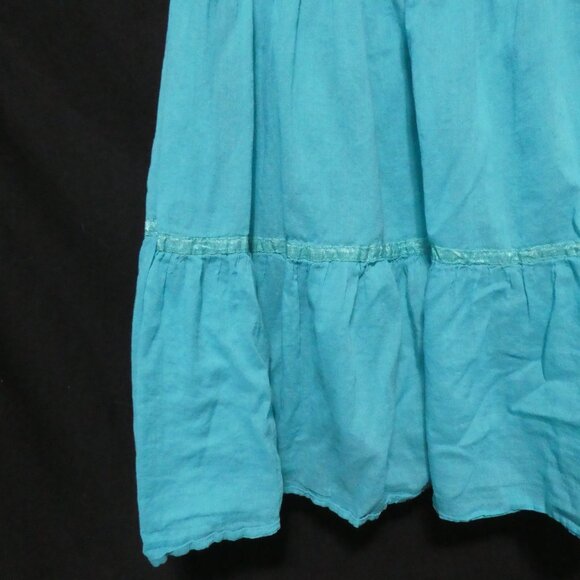 RAFAELLA | size 12 | Teal Bohemian Skirt | 100% Cotton | Zip-Up / Hook Eye Close - Picture 6 of 16